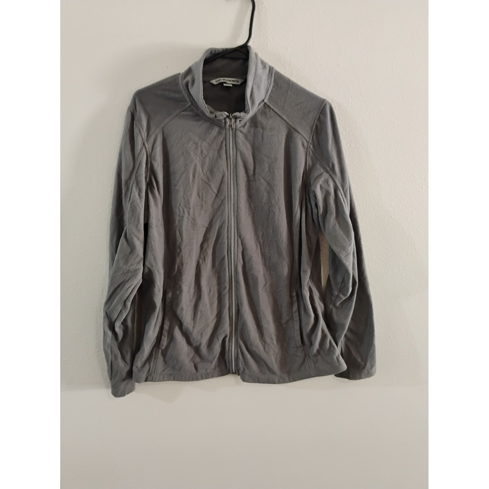 Port Authority Grey Full Zip Fleece Jacket Ladies XL Mock Neck Mock Neck L223